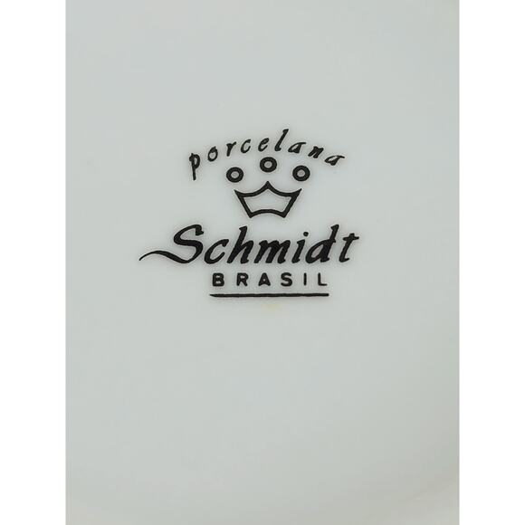 Schmidt Coffee Mug Teacup Christmas Holly Wreath Porcelain 3 1/2" Brasil x4 Vtg - Picture 12 of 13